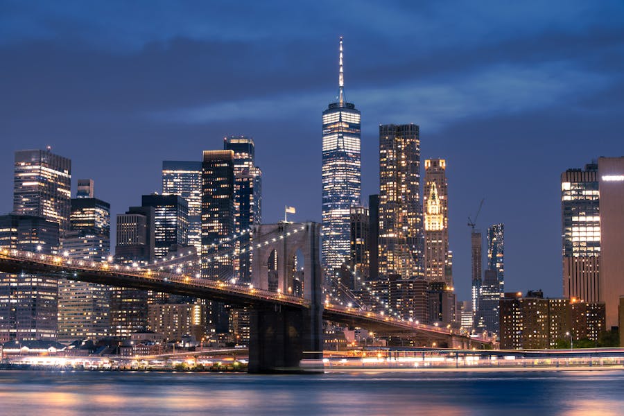 skyline new york manhattan ponte di brooklyn